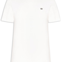 Camiseta Masculina Manga Curta Gola Careca Coroa Ribbed - Branco