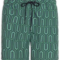 Short Masculino De Praia Estampado Com Cordão - Verde