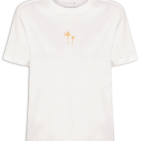 Camiseta Feminina Bordado Coqueiros Gold - Branco