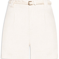 Short Feminino Pregas Com Linho - Off White