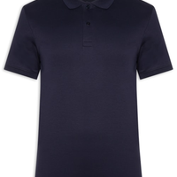 Polo Masculina Lisa Clássica Em Algodão Pima - Azul