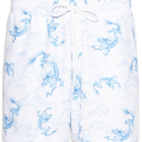 Short Masculino Beachwear Estampa Dragão - Branco
