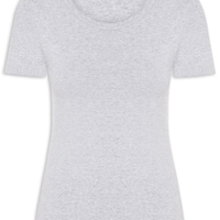 Camiseta Feminina Básica Decote Em U - Cinza
