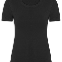 Camiseta Feminina Básica Decote Em U - Preto