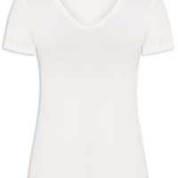 Camiseta Feminina Básica Decote Em V - Off White