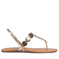 Sandália Rasteira Acacia Couro Boho - Dourado