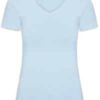 Camiseta Feminina Básica Decote Em V - Azul