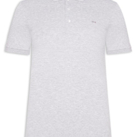 Polo Masculina Slim Fit Em Mini Piquet Stretch - Cinza