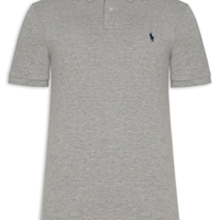 Polo Masculina Custom Slim Fit Knit Mesh - Cinza