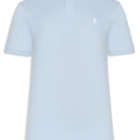 Polo Masculina Custom Slim Fit Knit Mesh - Azul