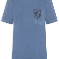 Camiseta Masculina Bolso Brasão Manga Curta - Azul