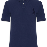 Polo Masculina Custom Slim Fit Big Pony - Azul