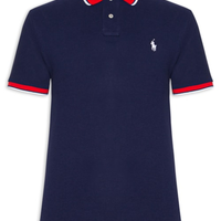 Camisa Polo Masculina Knit Custom Slim Fit Mesh - Azul