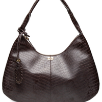Bolsa Feminina Hobo XXL Croco - Marrom