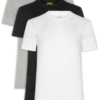 Kit de Camisetas Masculinas Crewneck 3-Pack Cotton - Branco