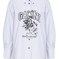 Camisa Feminina Oversized Stripe Cotton - Azul