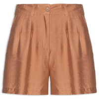 Short Feminino Com Pregas - Marrom