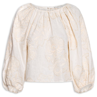 Blusa Feminina Manga Bufante Bordado Magnólia - Off White