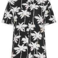 Camisa Masculina Manga Curta Coqueiro - Preto