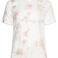 Camisa Masculina Manga Curta Puro Linho - Off White