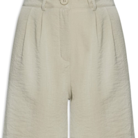 Short Feminino Alfaiataria De Pregas - Bege