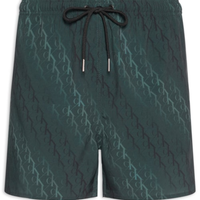 Short Masculino De Praia Com Elástico Monograma - Preto