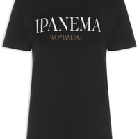 Camiseta Masculina Manga Curta Gola Careca Vintage Ipanema Serifado - Preto