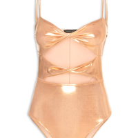 Body Cut Out Carnaval Metalizado - Dourado