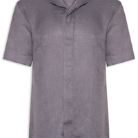 Camisa Masculina De Linho Box Manga Curta - Cinza