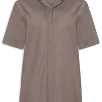 Camisa Masculina Manga Curta Box Bolso - Marrom