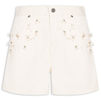 Bermuda Feminina Trapezio Bordados - Branco