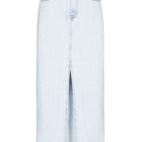 Saia Jeans Midi Com Fenda - Azul