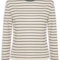 Blusa Feminina Listrada Manga Longa - Bege