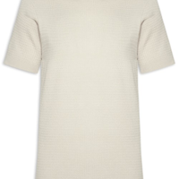 Camiseta Masculina Gola Redonda Em Tricot - Bege