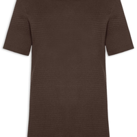 Camiseta Masculina Gola Redonda Em Tricot - Marrom