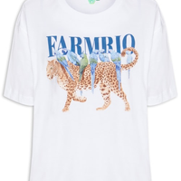 Camiseta Feminina Ampla Onça Pássaros - Branco