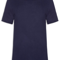 Camiseta Masculina Gola Redonda Em Tricot - Azul