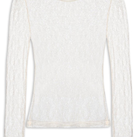 Blusa Feminina Manga Longa Rendinha - Branco