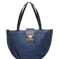 Bolsa Feminina Meia Lua Palha - Azul