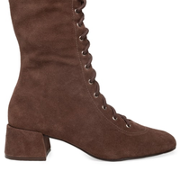 Bota Feminina Lace-up Em Couro - Marrom