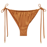 Calcinha De Biquíni Brasileira Com Amarração Shiny Satin - Marrom