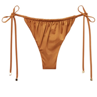 Calcinha De Biquíni Fio Dental Shiny Satin - Marrom