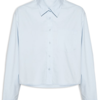 Camisa Feminina Com Bolso - Azul