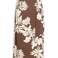Saia Cropped Pareô Estampa Bela Flor - Marrom