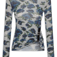 Blusa Feminina Manga Longa Suspended AscII - Azul