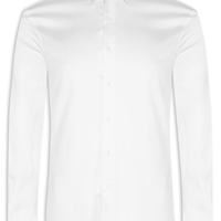 Camisa Masculina Cetim Elastano Manga Longa - Branco