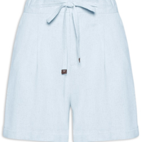 Short Feminino Amarração com Linho - Azul