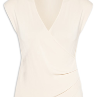 Blusa Feminina Transpassada Em Tricot - Bege