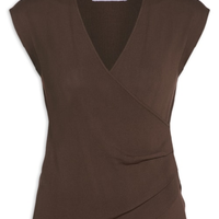Blusa Feminina Transpassada Em Tricot - Marrom