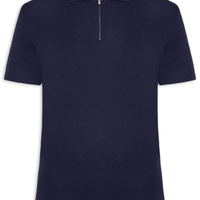 Polo Masculina Zíper Em Tricot - Azul